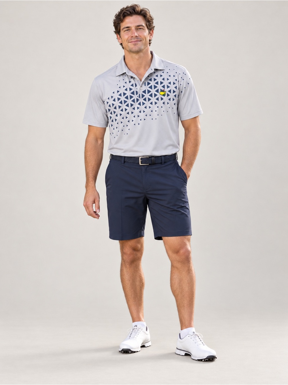 Masters Gray Patterned Golf Polo Men’s L